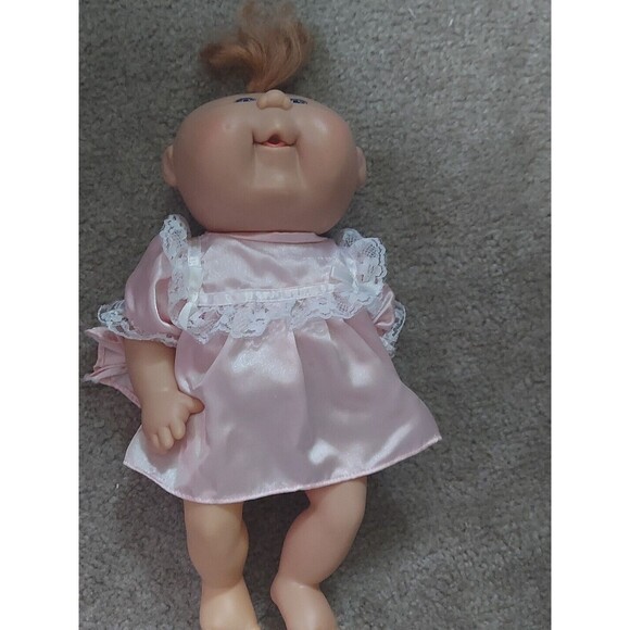 Vintage Nostalgic Cabbage Patch Doll Pink Satin Nightgown Vintage Blue Eyes 80s - Picture 9 of 9